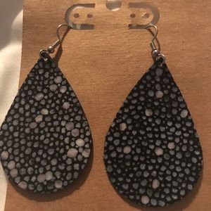 Leather Tear Drop Earrings